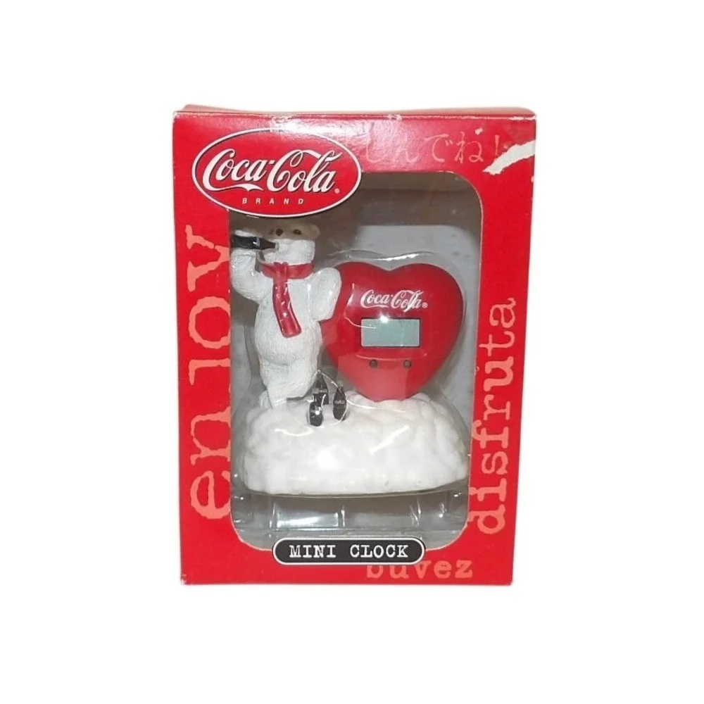 Coca-Cola Mini Clock Polar Bear Heart Digital LCD Collectible CCM42 New in Box